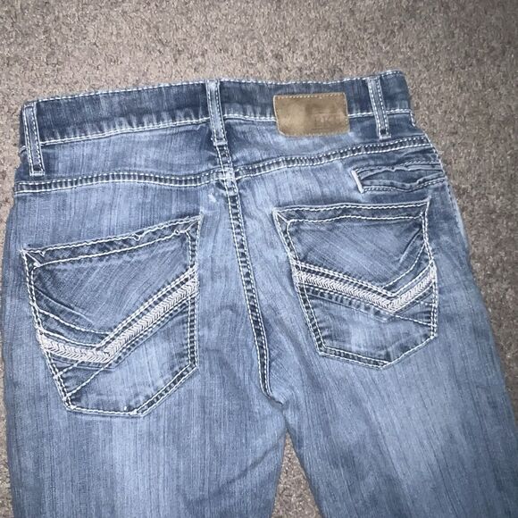 Distressed BKE Buckle Jake Straight Leg Jeans Men's Blue Denim sz 30R Light Wash - Picture 7 of 8